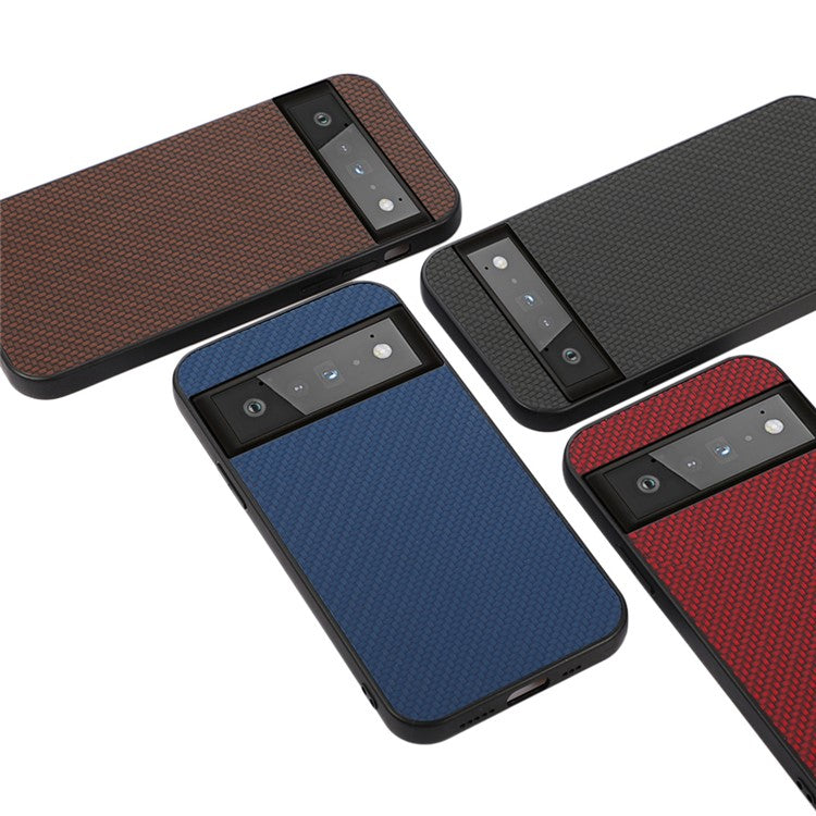 Carbon Fiber Texture Cell Phone Leather Case for Google Pixel 6 Pro - Black