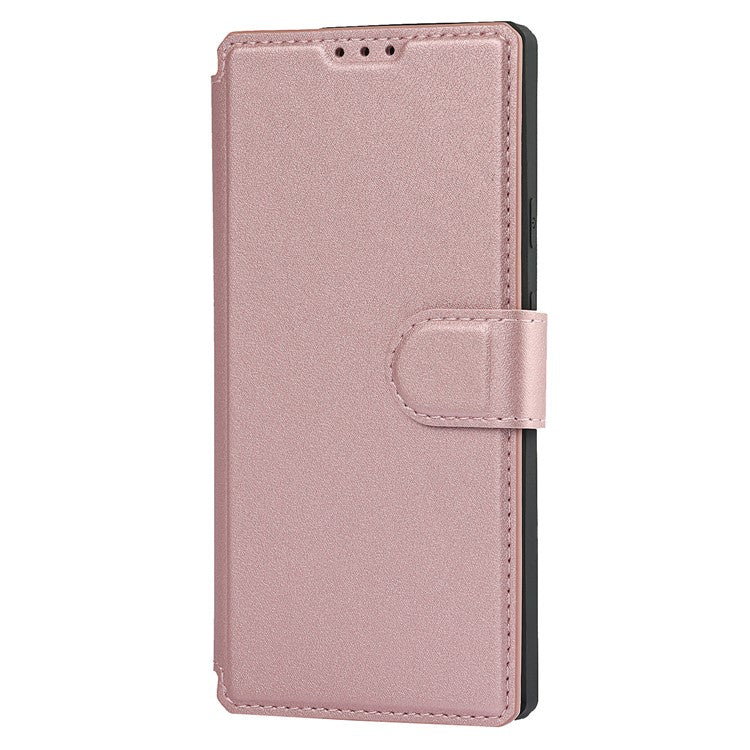 PU Leather Wallet Phone Cover with Wrist Strap for Google Pixel 4a - Rose Gold
