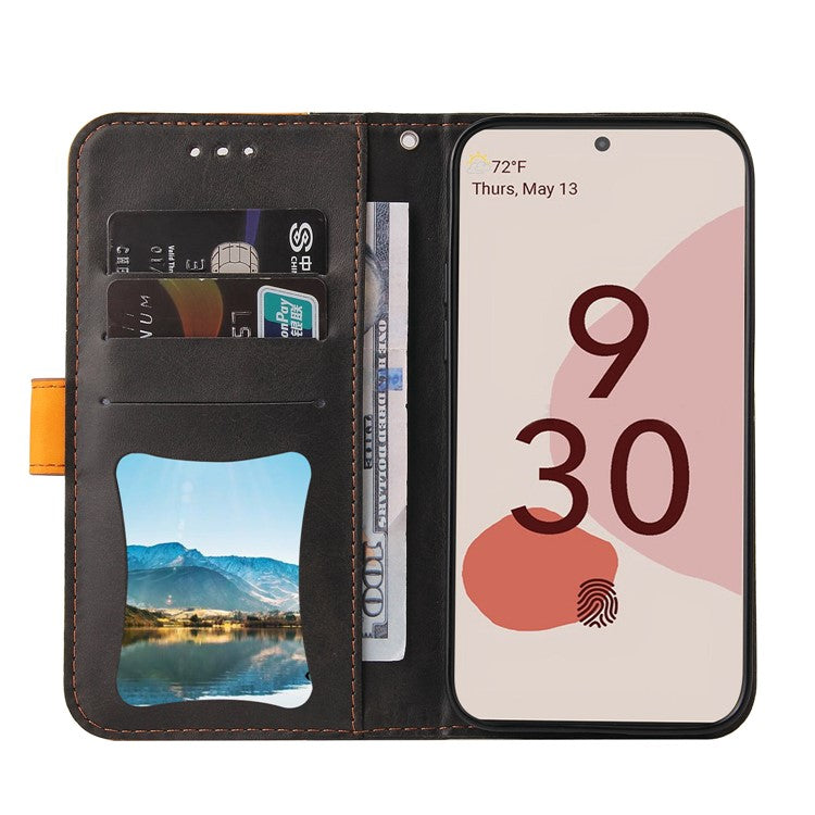 Two-Color Style Magnetic Soft TPU + PU Shockproof Flip Cover Wallet with Strap for Google Pixel 6 - Orange