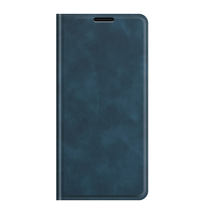 Folio Flip Style Skin-touch Auto-absorbed PU Leather Wallet Shockproof Stand Protective Cover for Google Pixel 6 Pro - Blue