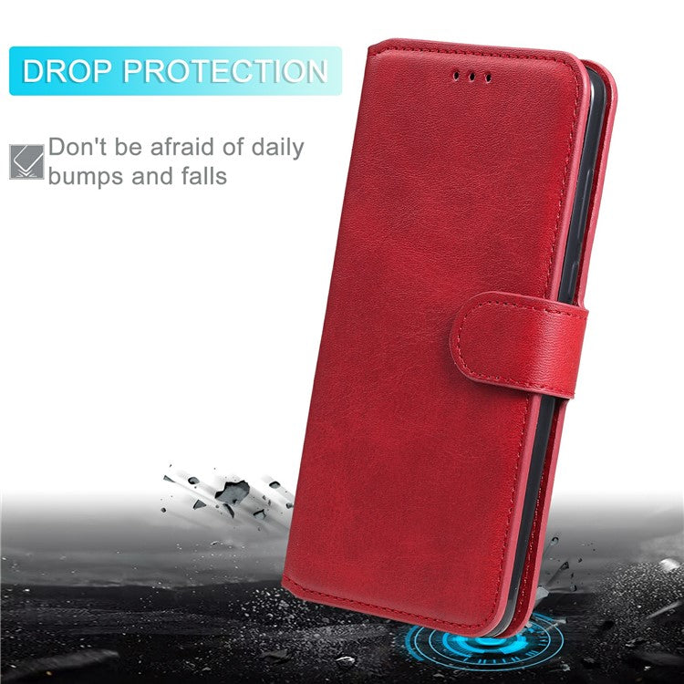 All-round Protective Leather Wallet Cell Phone Cover Shell with Stand for Google Pixel 6 - Red