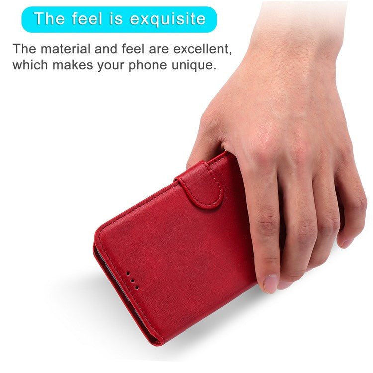 All-round Protective Leather Wallet Cell Phone Cover Shell with Stand for Google Pixel 6 - Red