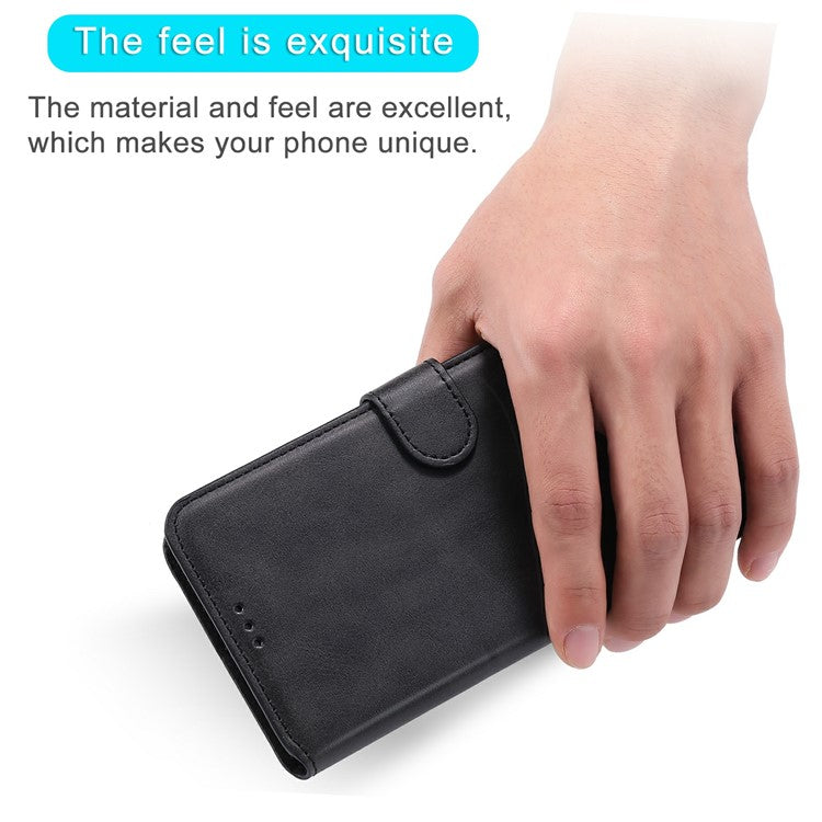 All-round Protective Leather Wallet Cell Phone Cover Shell with Stand for Google Pixel 6 - Black