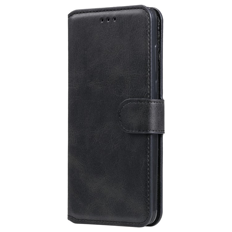 All-round Protective Leather Wallet Cell Phone Cover Shell with Stand for Google Pixel 6 - Black