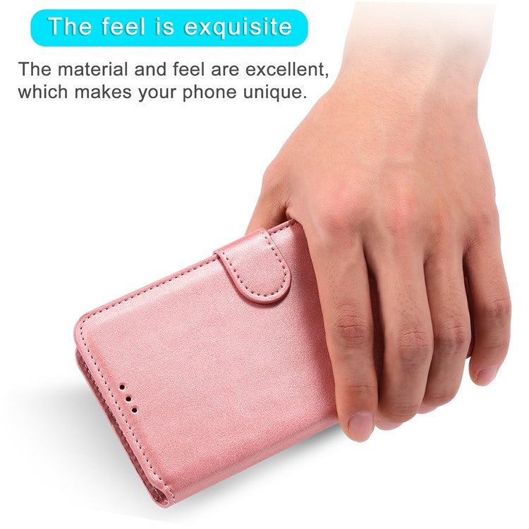 All-round Protective Leather Wallet Cell Phone Cover Shell with Stand for Google Pixel 6 - Rose Gold