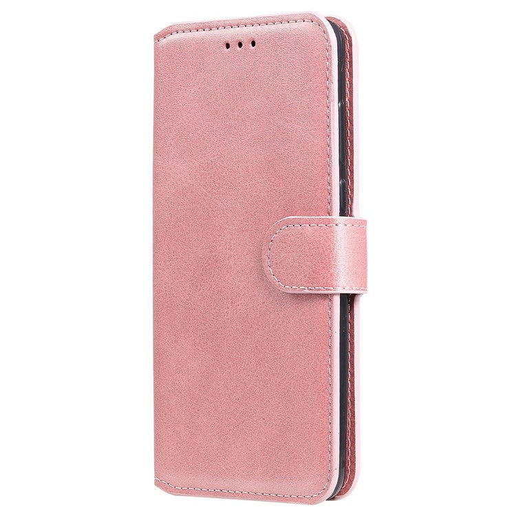 All-round Protective Leather Wallet Cell Phone Cover Shell with Stand for Google Pixel 6 - Rose Gold