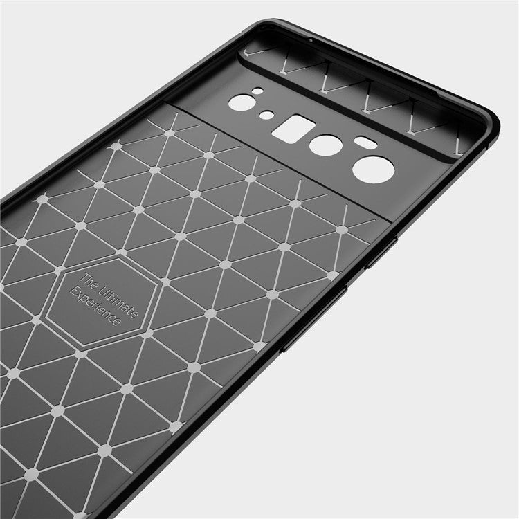 Carbon Fiber Brushed Texture Shockproof Anti-Fingerprint Flexible Soft TPU Protective Phone Cover for Google Pixel 6 Pro - Black