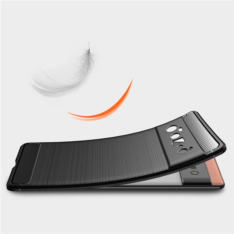 Carbon Fiber Brushed Texture Shockproof Anti-Fingerprint Flexible Soft TPU Protective Phone Cover for Google Pixel 6 Pro - Black