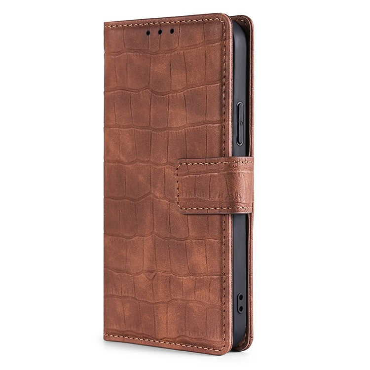 Crocodile Texture Wallet Card Holder Design Supporting Stand Design Leather Case Phone Cover Shell for Google Pixel 6 Pro - Brown