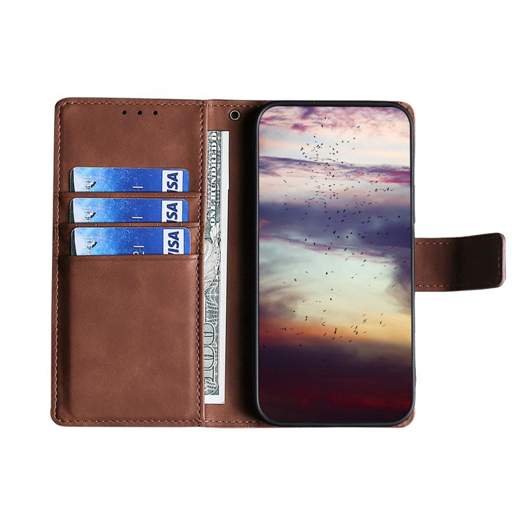 Crocodile Texture Wallet Card Holder Design Supporting Stand Design Leather Case Phone Cover Shell for Google Pixel 6 Pro - Brown