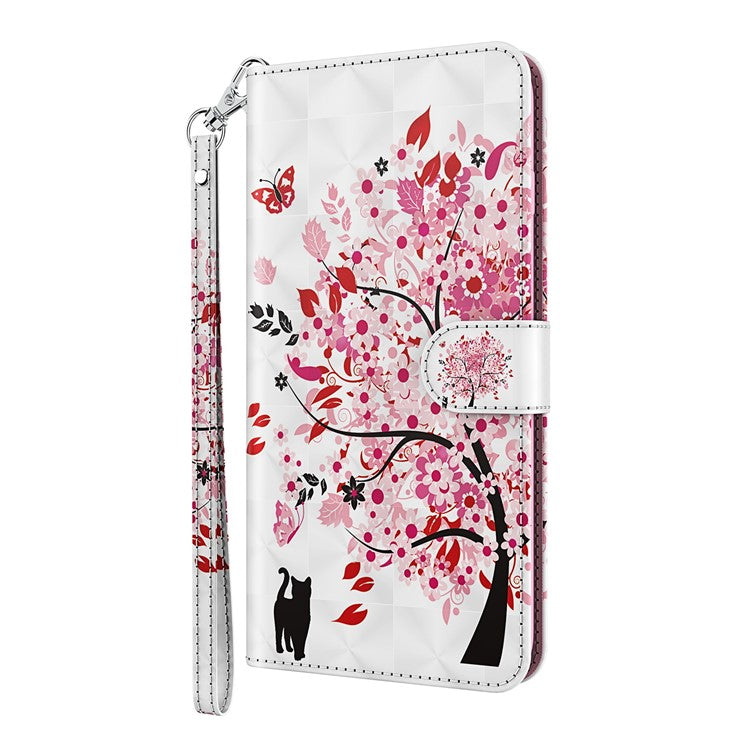 3D Pattern Printing All-round Shockproof Leather Stand Case Wallet Cover with Strap for Google Pixel 5a 5G - Wish Tree
