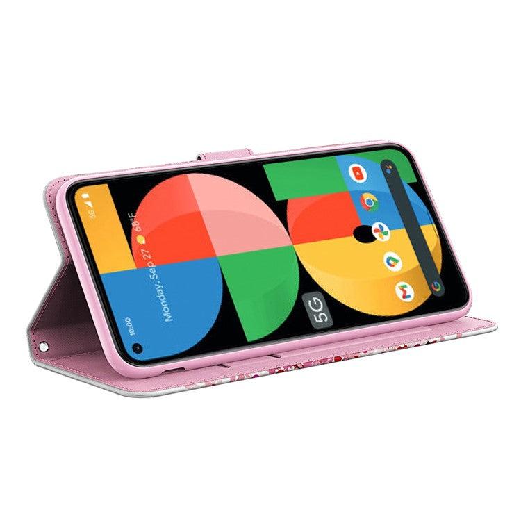 3D Pattern Printing All-round Shockproof Leather Stand Case Wallet Cover with Strap for Google Pixel 5a 5G - Wish Tree
