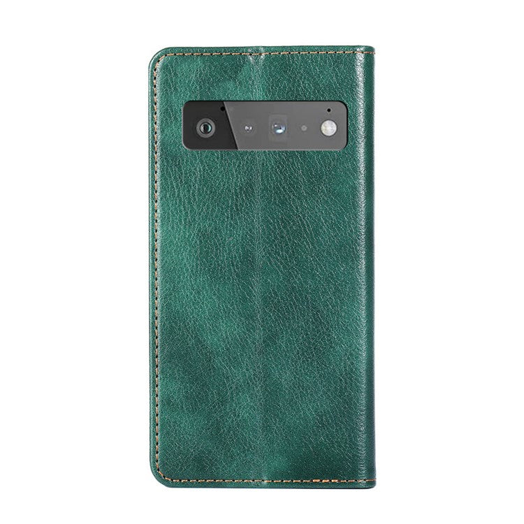 Full-Protection Stand Wallet PU Leather Auto Closing Magnetic Flip Phone Shell Case for Google Pixel 6 Pro - Green