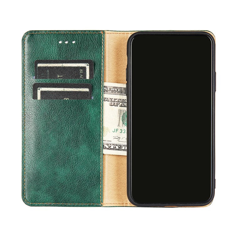 Full-Protection Stand Wallet PU Leather Auto Closing Magnetic Flip Phone Shell Case for Google Pixel 6 Pro - Green