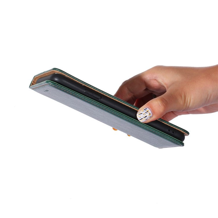 Full-Protection Stand Wallet PU Leather Auto Closing Magnetic Flip Phone Shell Case for Google Pixel 6 Pro - Green