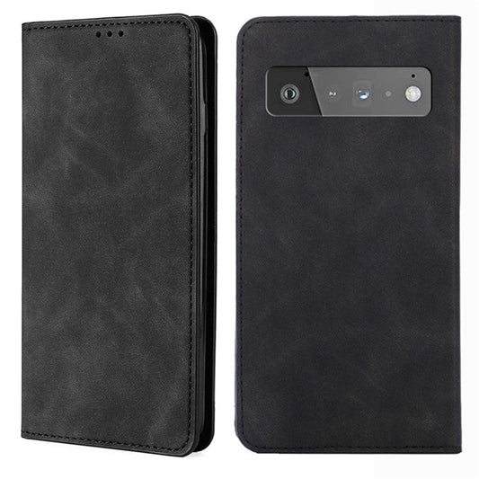 Card Slots Design Full Protection Magnetic Auto-absorbed Skin-touch Leather Stand Case for Google Pixel 6 Pro - Black
