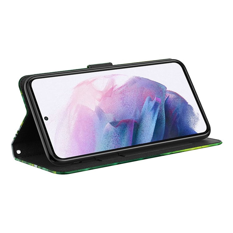 3D Creative Pattern Design PU Leather Wallet Shockproof Stand Flip Magnetic Case with Strap for Google Pixel 6 Pro - Cat and Tiger