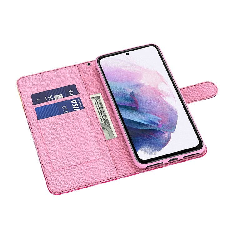 3D Creative Pattern Design PU Leather Wallet Shockproof Stand Flip Magnetic Case with Strap for Google Pixel 6 Pro - Blue Butterflies