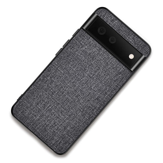Cloth Coated TPU + PC Hybrid Phone Cover Anti-sweat Anti-fingerprint Case for Google Pixel 6 Pro - Grey