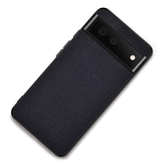 Cloth Coated TPU + PC Hybrid Phone Cover Anti-sweat Anti-fingerprint Case for Google Pixel 6 Pro - Black
