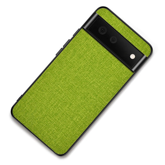 Cloth Coated TPU + PC Hybrid Phone Cover Anti-sweat Anti-fingerprint Case for Google Pixel 6 Pro - Green