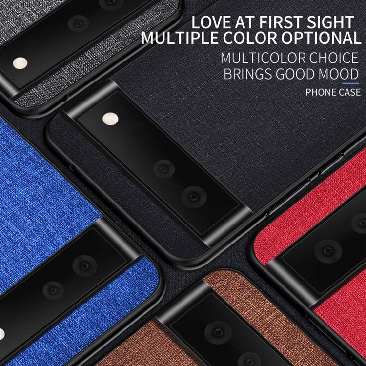 Cloth Coated TPU + PC Hybrid Phone Cover Anti-sweat Anti-fingerprint Case for Google Pixel 6 Pro - Dark Blue
