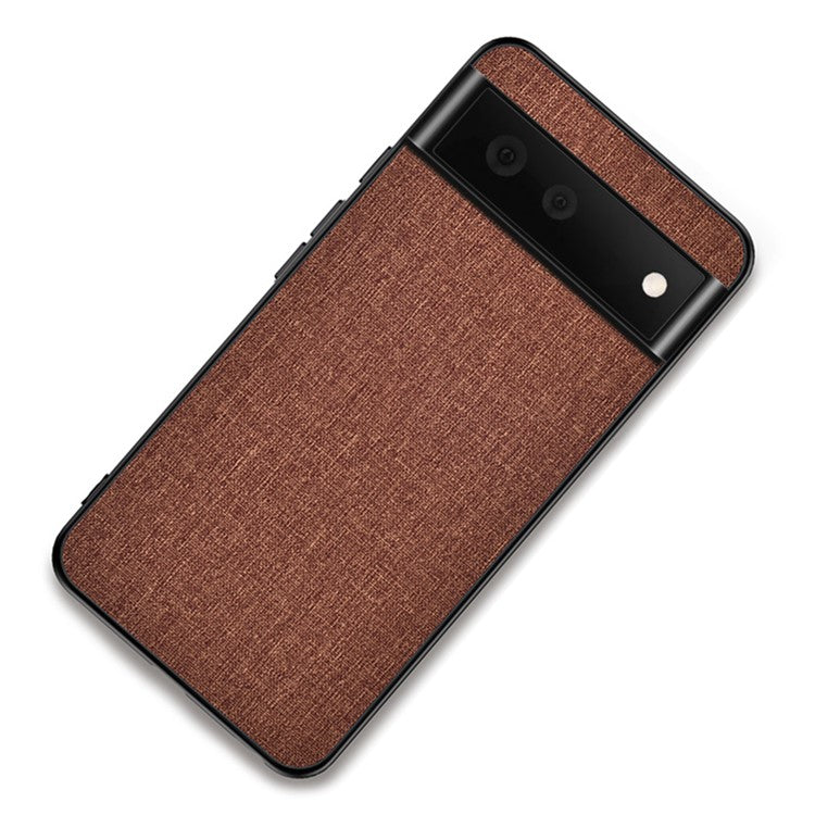 Cloth Coated TPU + PC Hybrid Phone Cover Anti-sweat Anti-fingerprint Case for Google Pixel 6 Pro - Brown
