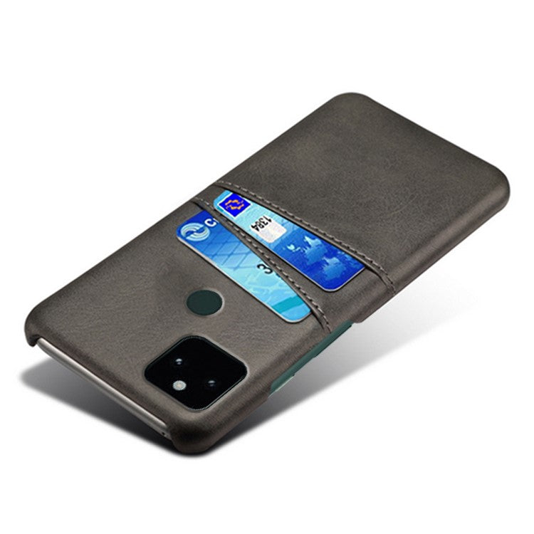 KSQ PU Leather + PC Combo Anti-shock Anti-fall Dual Back Card Slots Design Hard Case for Google Pixel 5a 5G - Black