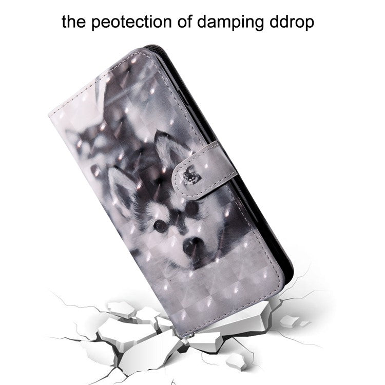 3D Pattern Printing Soft PU Leather Stand Magnetic Flip Wallet Phone Case with Strap for Google Pixel 6 - Dog