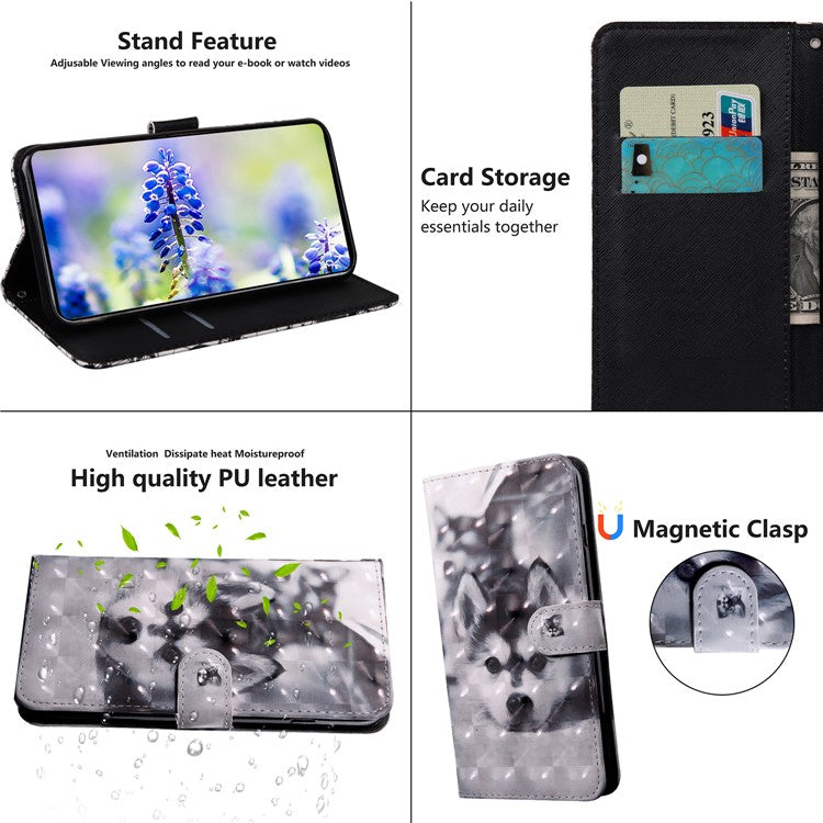 3D Pattern Printing Soft PU Leather Stand Magnetic Flip Wallet Phone Case with Strap for Google Pixel 6 - Dog