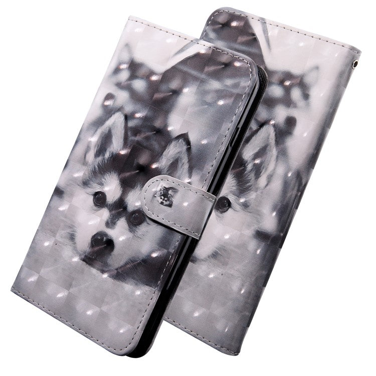3D Pattern Printing Soft PU Leather Stand Magnetic Flip Wallet Phone Case with Strap for Google Pixel 6 - Dog