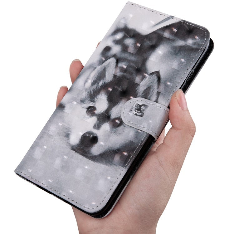 3D Pattern Printing Soft PU Leather Stand Magnetic Flip Wallet Phone Case with Strap for Google Pixel 6 - Dog