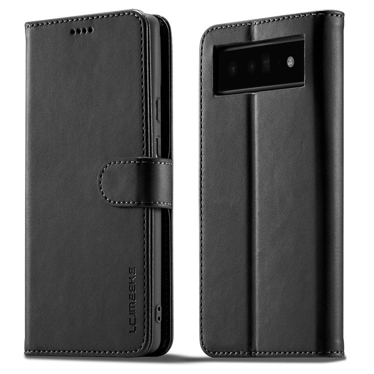 LC.IMEEKE Folio Stand PU Leather Wallet Flip Protective Phone Case Cover for Google Pixel 6 Pro - Black