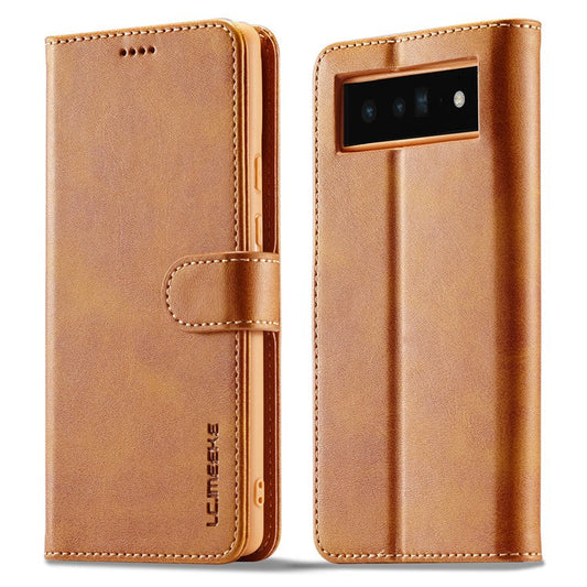 LC.IMEEKE Folio Stand PU Leather Wallet Flip Protective Phone Case Cover for Google Pixel 6 Pro - Yellow