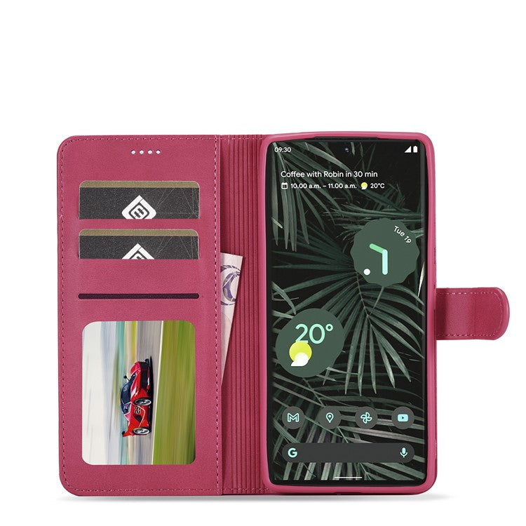 LC.IMEEKE Folio Stand PU Leather Wallet Flip Protective Phone Case Cover for Google Pixel 6 Pro - Rose
