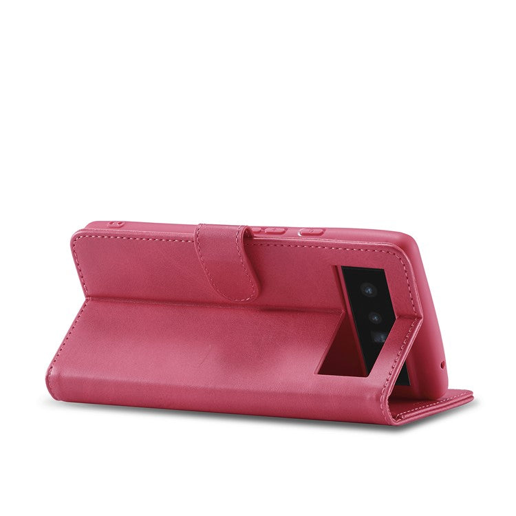 LC.IMEEKE Folio Stand PU Leather Wallet Flip Protective Phone Case Cover for Google Pixel 6 Pro - Rose