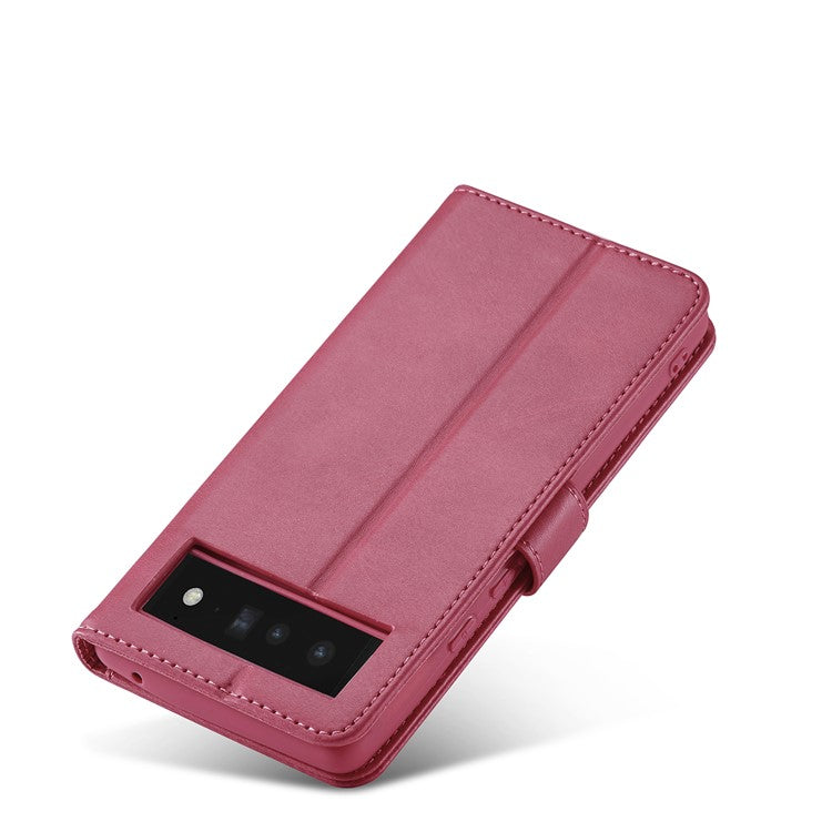 LC.IMEEKE Folio Stand PU Leather Wallet Flip Protective Phone Case Cover for Google Pixel 6 Pro - Rose