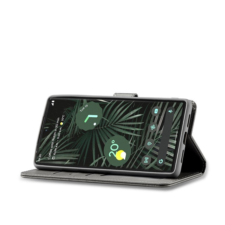 LC.IMEEKE Folio Stand PU Leather Wallet Flip Protective Phone Case Cover for Google Pixel 6 Pro - Grey