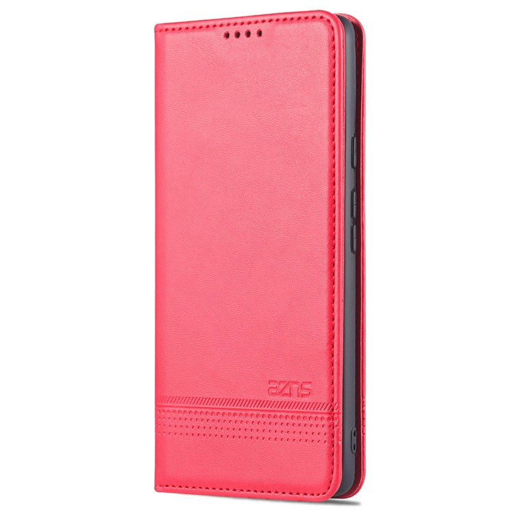 AZNS Practical Flip Phone Cover Wallet Design Durable PU Leather Shockproof Phone Case for Google Pixel 6 - Red