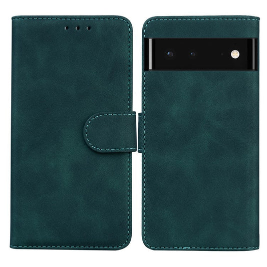 Solid Color Phone Case Stand Wallet Premium PU Leather Dual-sided Magnetic Closure Cover Shell for Google Pixel 6 - Green
