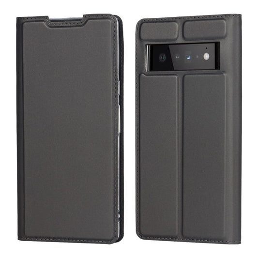 PU Leather Card Holder Design Light Slim Protective Phone Case with Stand for Google Pixel 6 Pro - Grey