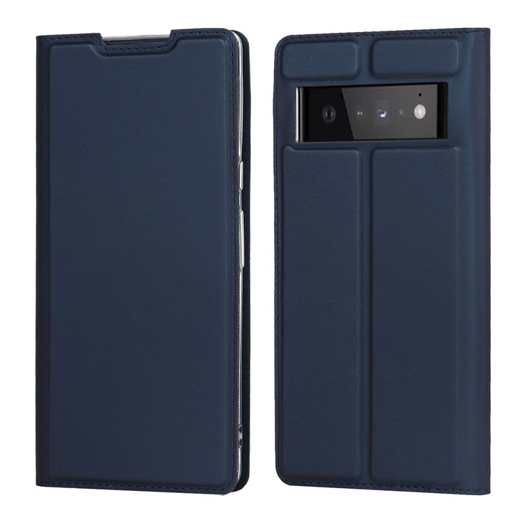PU Leather Card Holder Design Light Slim Protective Phone Case with Stand for Google Pixel 6 Pro - Blue
