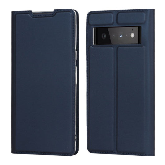 PU Leather Card Holder Design Light Slim Protective Phone Case with Stand for Google Pixel 6 Pro - Blue