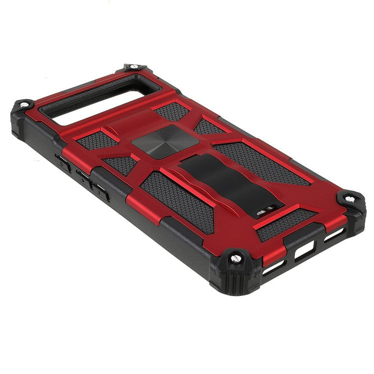 Kickstand Flexible TPU + Hard PC Shockproof Back Cover with Built-in Metal Sheet for Google Pixel 6 - Red