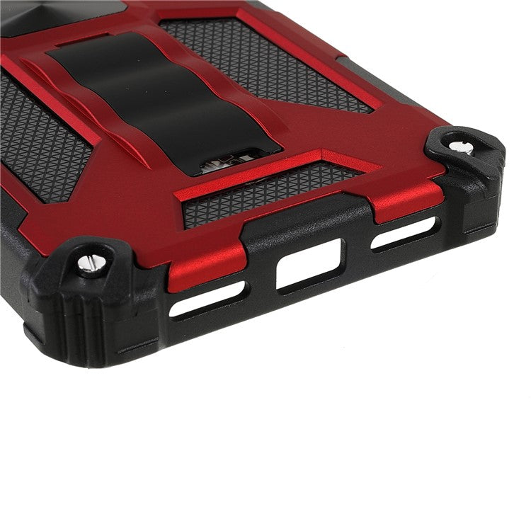 Kickstand Flexible TPU + Hard PC Shockproof Back Cover with Built-in Metal Sheet for Google Pixel 6 - Red