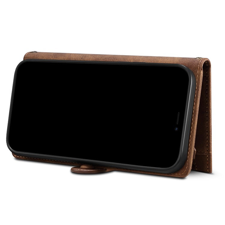 ESEBLE Multifunction Zippered Pocket Full Body Protection Stand Wallet Phone Cover with Wrist Strap for Google Pixel 6a - Brown