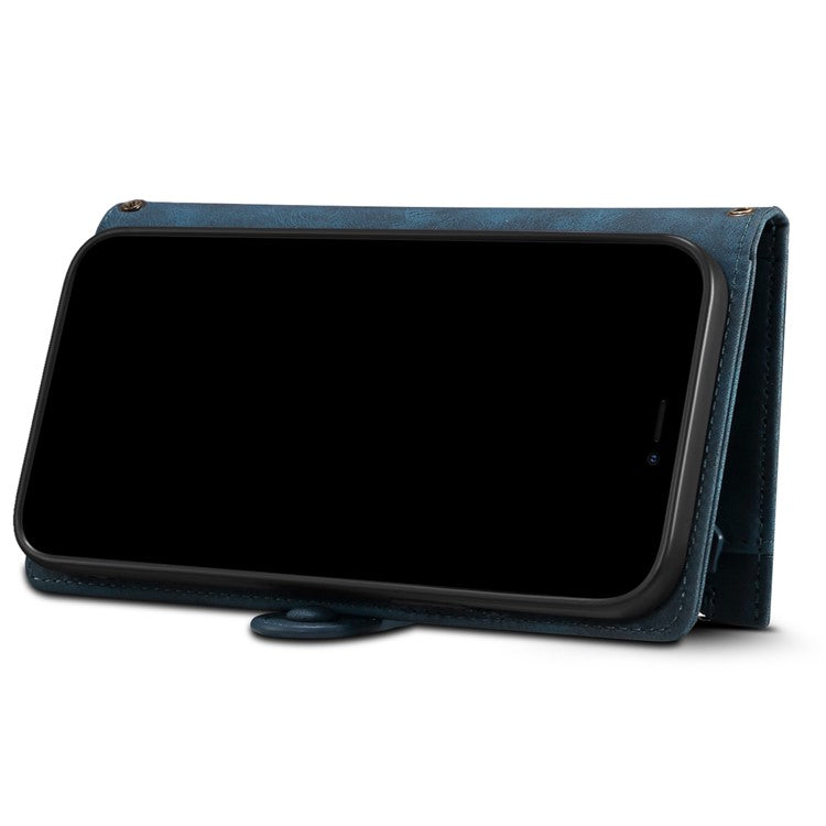 ESEBLE Multifunction Zippered Pocket Full Body Protection Stand Wallet Phone Cover with Wrist Strap for Google Pixel 6a - Blue