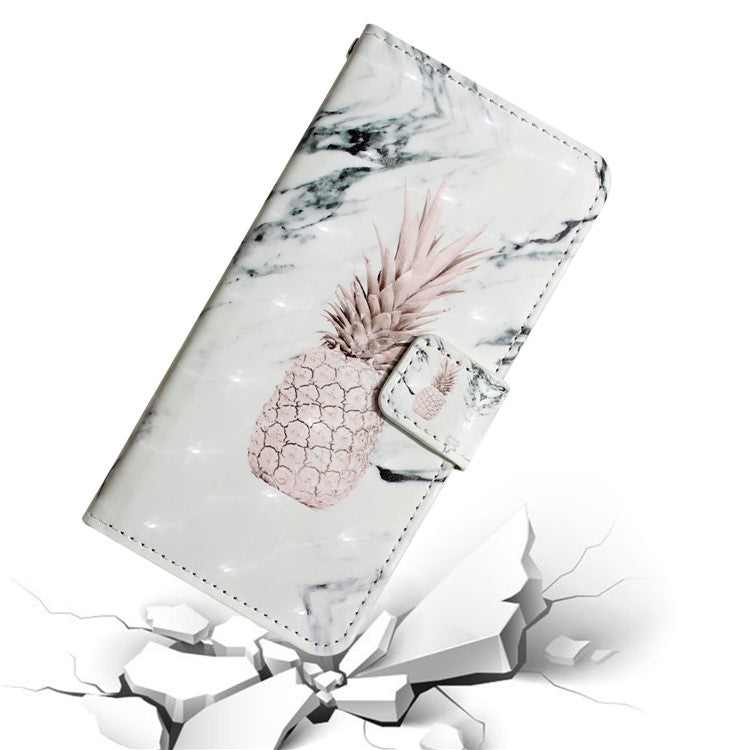 Pattern Printing Light Spot Decor Full Protection Leather Case Phone Cover with Stand Wallet for Google Pixel 6 - Pineapple