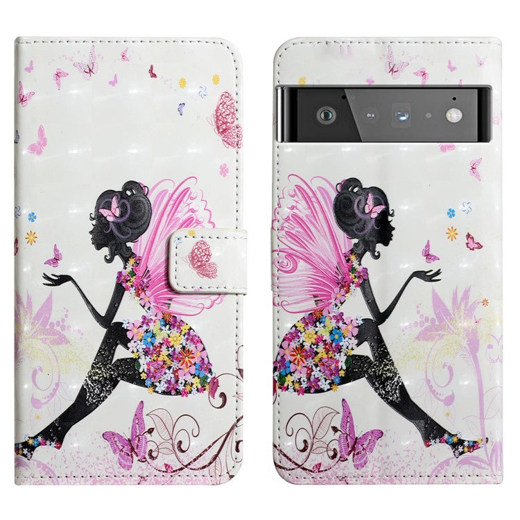 Pattern Printing Light Spot Decor Full Protection Leather Case Phone Cover with Stand Wallet for Google Pixel 6 - Elf