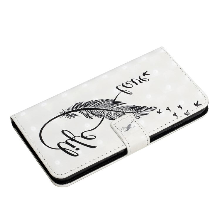 Pattern Printing Light Spot Decor Full Protection Leather Case Phone Cover with Stand Wallet for Google Pixel 6 - Feather